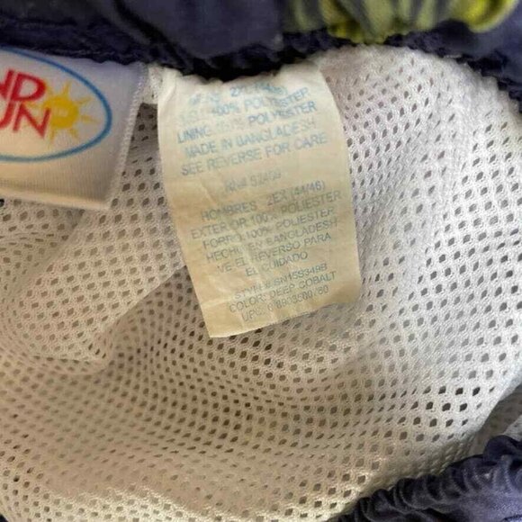 Sand & Sun Swim‎ Trunks Mens 2XL 44-46 Blue Floral Hawaiian Mesh Lined Pockets - Picture 6 of 7